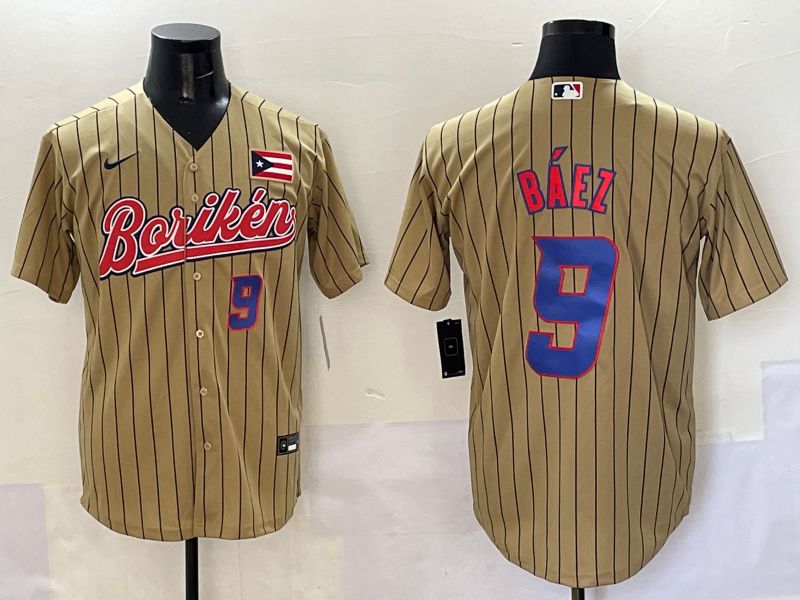 Men Puerto Rico 9 Baez Brown Stripe Joint Name 2025 Nike MLB Jersey style 6